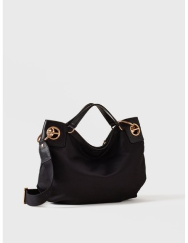 Borsa hobo Medium in nylon e pelle Borbonese London – Nero - foto 3