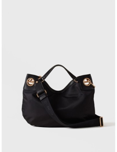 Borsa hobo Medium in nylon e pelle Borbonese London – Nero - foto 4