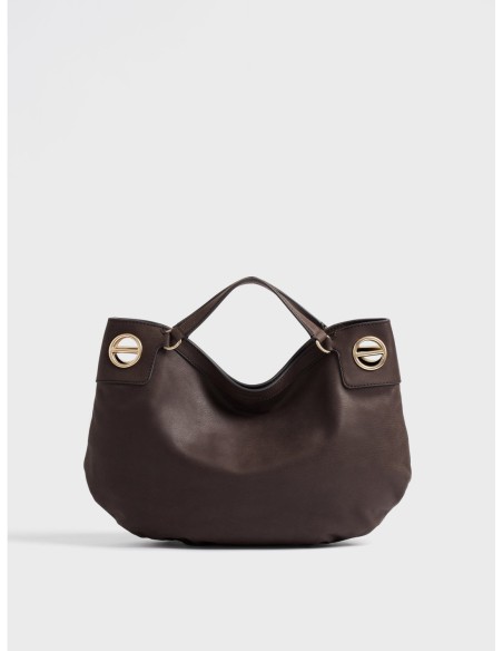 Borsa hobo Medium in pelle effetto nabuk Borbonese London – Cacao - foto 1