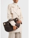 Borsa hobo Medium in pelle effetto nabuk Borbonese London – Cacao