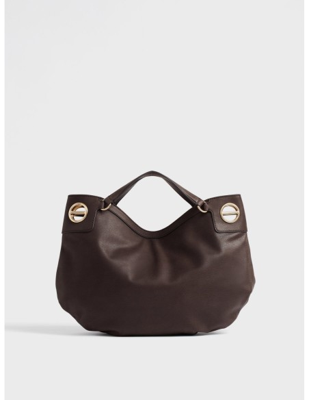Borsa hobo Medium in pelle effetto nabuk Borbonese London – Cacao - foto 4