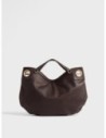Borsa hobo Medium in pelle effetto nabuk Borbonese London – Cacao