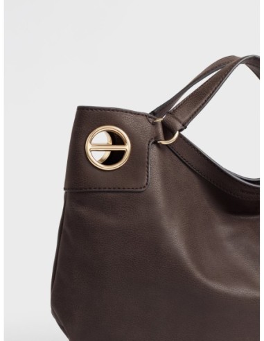 Borsa hobo Medium in pelle effetto nabuk Borbonese London – Cacao - foto 6