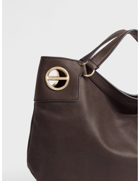 Borsa hobo Medium in pelle effetto nabuk Borbonese London – Cacao - foto 6