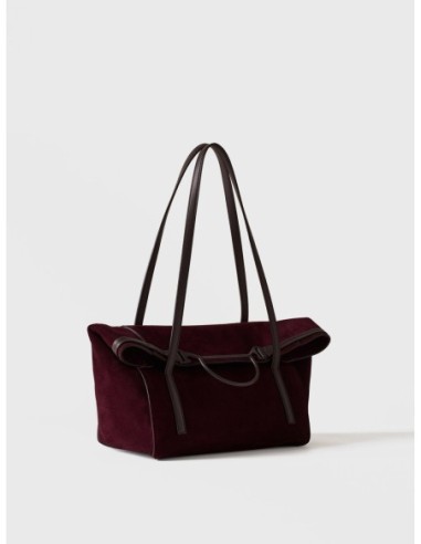 Borsa shopping Medium in crosta scamosciata e pelle Borbonese Wave – Cabernet/cacao - foto 2
