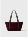 Borsa shopping Medium in crosta scamosciata e pelle Borbonese Wave – Cabernet/cacao