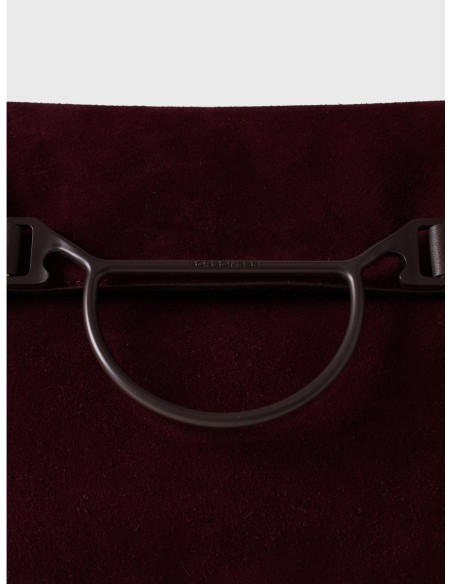 Borsa shopping Medium in crosta scamosciata e pelle Borbonese Wave – Cabernet/cacao - foto 4