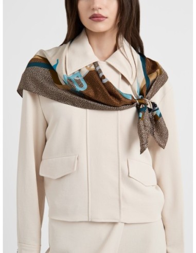 Foulard in twill di seta con cinghie e Op Borbonese – Castagno - foto 2