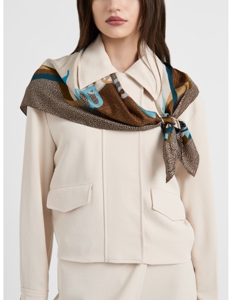 Foulard in twill di seta con cinghie e Op Borbonese – Castagno - foto 2