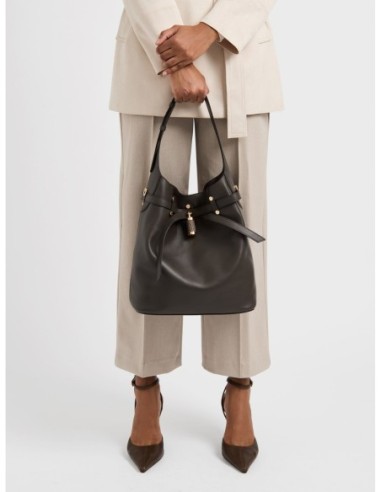 Borsa secchiello Medium in pelle Borbonese Premiere – Cacao - foto 2
