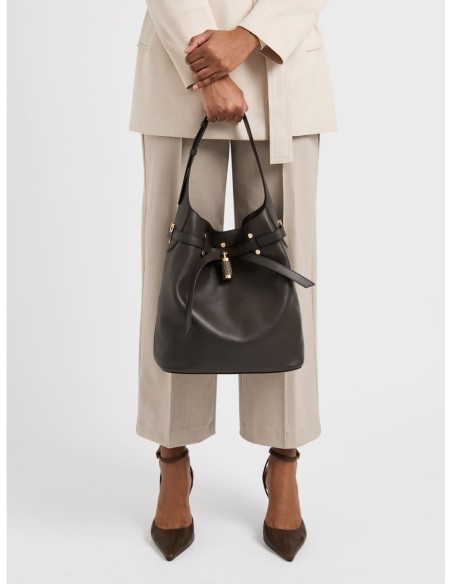 Borsa secchiello Medium in pelle Borbonese Premiere – Cacao - foto 2