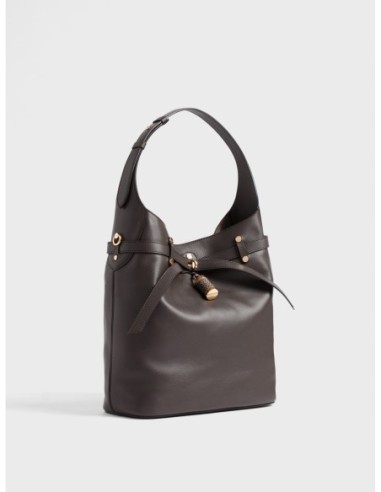 Borsa secchiello Medium in pelle Borbonese Premiere – Cacao - foto 3