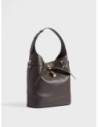 Borsa secchiello Medium in pelle Borbonese Premiere – Cacao