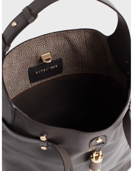Borsa secchiello Medium in pelle Borbonese Premiere – Cacao - foto 5