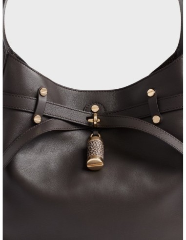 Borsa secchiello Medium in pelle Borbonese Premiere – Cacao - foto 6