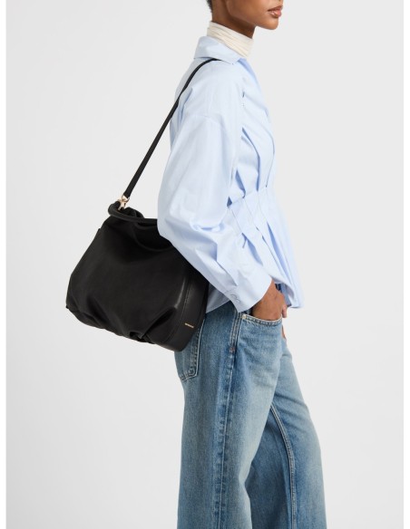 Borsa hobo Small in pelle effetto nabuk Borbonese Bice – Nero - foto 2