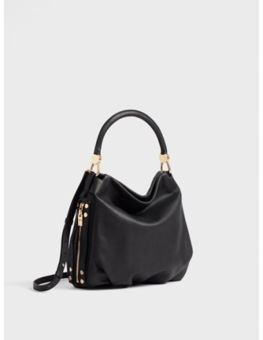 Borsa hobo Small in pelle effetto nabuk Borbonese Bice – Nero - foto 3
