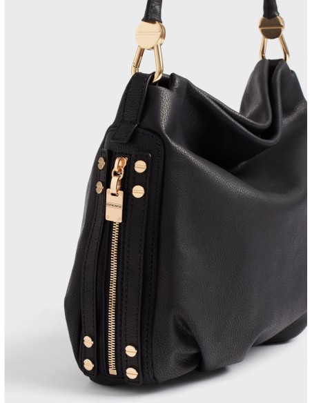 Borsa hobo Small in pelle effetto nabuk Borbonese Bice – Nero - foto 7