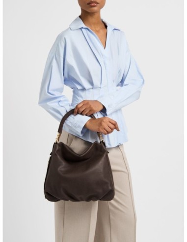 Borsa hobo Small in pelle effetto nabuk Borbonese Bice – Cacao - foto 2