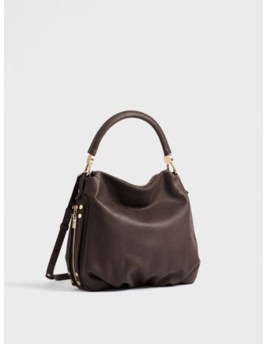 Borsa hobo Small in pelle effetto nabuk Borbonese Bice – Cacao - foto 3