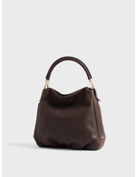 Borsa hobo Small in pelle effetto nabuk Borbonese Bice – Cacao - foto 5