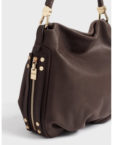 Borsa hobo Small in pelle effetto nabuk Borbonese Bice – Cacao - foto 7