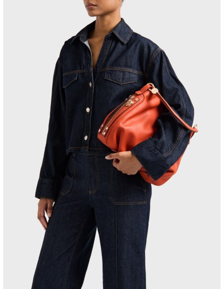 Borsa hobo Small in pelle effetto nabuk Borbonese Bice – Corniola - foto 2