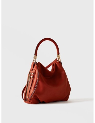 Borsa hobo Small in pelle effetto nabuk Borbonese Bice – Corniola - foto 3