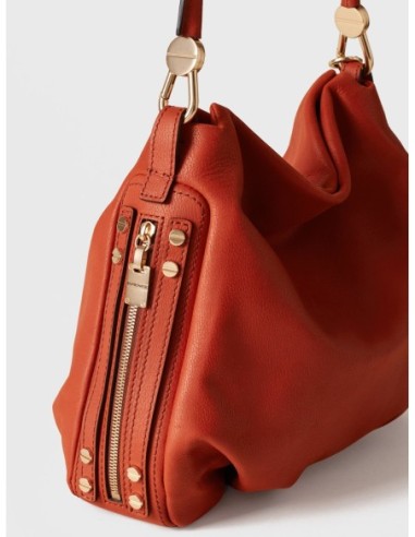 Borsa hobo Small in pelle effetto nabuk Borbonese Bice – Corniola - foto 6