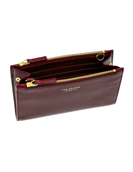 Pochette porta cellulare a tracolla in pelle The Bridge Lara – Barolo/Oro - foto 2
