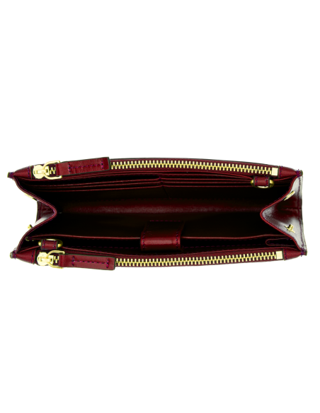 Pochette porta cellulare a tracolla in pelle The Bridge Lara – Barolo/Oro - foto 3