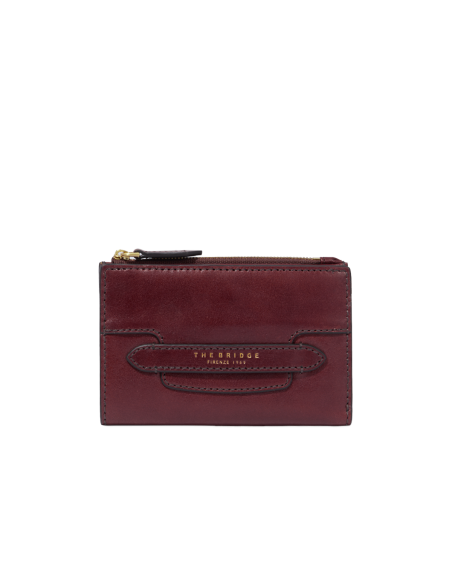Portafoglio medio donna in pelle con portamonete The Bridge Lucrezia – Barolo/Oro - foto 1