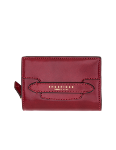 Portafoglio medio donna con zip in pelle The Bridge Lucrezia – Barolo/Oro - foto 1
