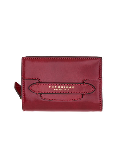 Portafoglio medio donna con zip in pelle The Bridge Lucrezia – Barolo/Oro - foto 1