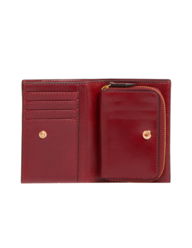 Portafoglio medio donna con zip in pelle The Bridge Lucrezia – Barolo/Oro - foto 3