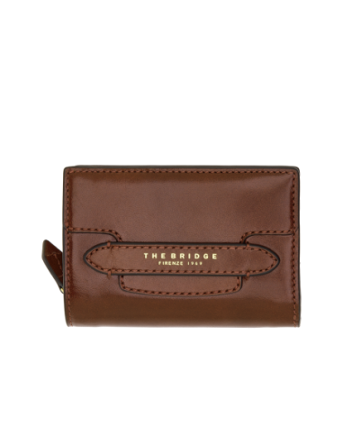Portafoglio medio donna con zip in pelle The Bridge Lucrezia – Marrone/Oro - foto 1
