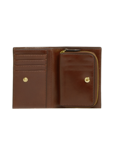 Portafoglio medio donna con zip in pelle The Bridge Lucrezia – Marrone/Oro - foto 3