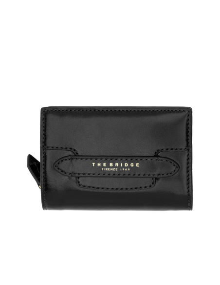 Portafoglio medio donna con zip in pelle The Bridge Lucrezia – Nero/Oro - foto 1