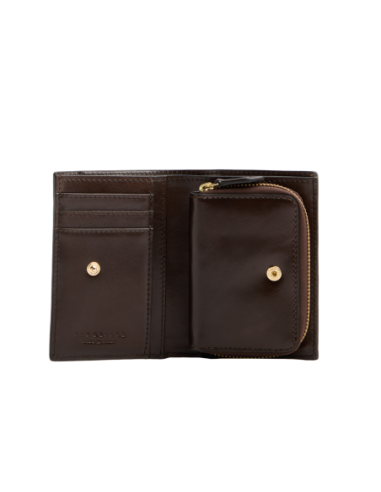 Portafoglio medio donna con zip in pelle The Bridge Lucrezia – Moka/Oro - foto 3