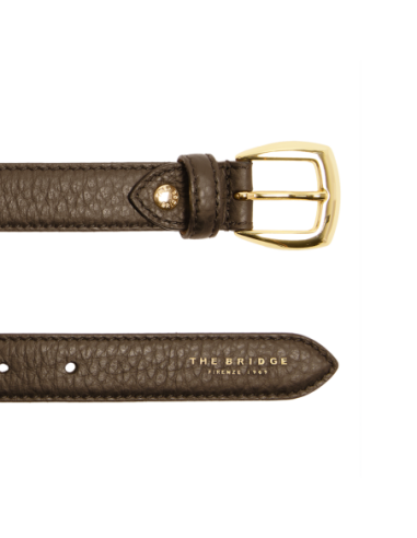 Cintura donna in pelle con grana The Bridge Berenice – Moka/Oro - foto 3