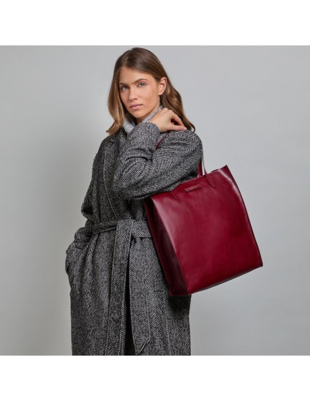 Borsa shopper verticale in pelle The Bridge Mirra – Barolo/Oro - foto 5