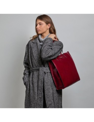 Borsa shopper verticale in pelle The Bridge Mirra – Barolo/Oro - foto 6