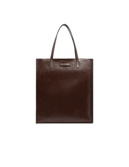 Borsa shopper verticale in pelle The Bridge Mirra – Moka/Oro - foto 1