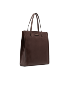 Borsa shopper verticale in pelle The Bridge Mirra – Moka/Oro - foto 1 2