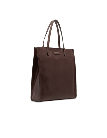 Borsa shopper verticale in pelle The Bridge Mirra – Moka/Oro - foto 2