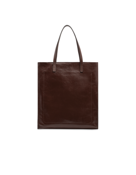 Borsa shopper verticale in pelle The Bridge Mirra – Moka/Oro - foto 3