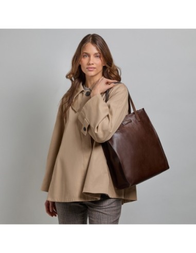 Borsa shopper verticale in pelle The Bridge Mirra – Moka/Oro - foto 5