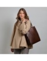 Borsa shopper verticale in pelle The Bridge Mirra – Moka/Oro