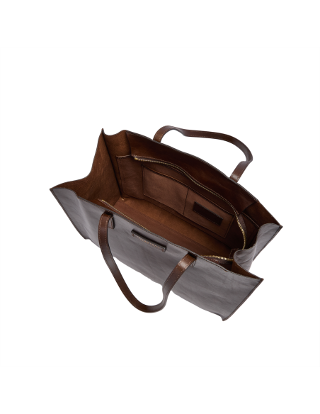Borsa shopper in pelle The Bridge Mirra – Moka/Oro - foto 4