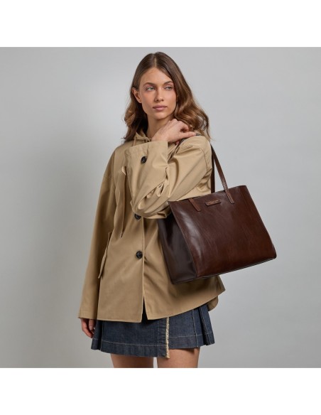 Borsa shopper in pelle The Bridge Mirra – Moka/Oro - foto 5